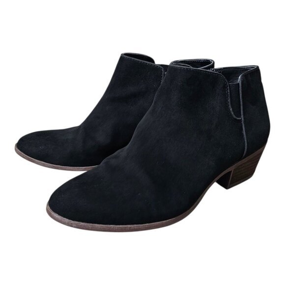 Circus by Sam Edelman Petty Suede Zip Black Block Ankle Bootie Boot - Picture 4 of 14